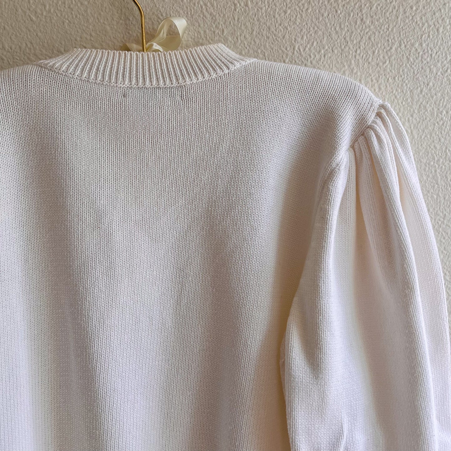 1980s White Knit Cardigan With Nautical Buttons (M/L)
