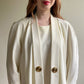 1980s White Dress and Jacket Set With Gold Buttons (L/XL)