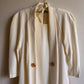 1980s White Dress and Jacket Set With Gold Buttons (L/XL)