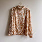 1990s Textured Blouse With Animal Print (L/XL)