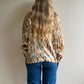 1990s Textured Blouse With Animal Print (L/XL)