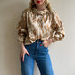 1990s Textured Blouse With Animal Print (L/XL)