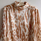 1990s Textured Blouse With Animal Print (L/XL)