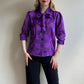 1990s Balmain Purple and Black Satin Blouse (S/M)