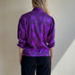 1990s Balmain Purple and Black Satin Blouse (S/M)