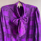 1990s Balmain Purple and Black Satin Blouse (S/M)