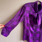 1990s Balmain Purple and Black Satin Blouse (S/M)