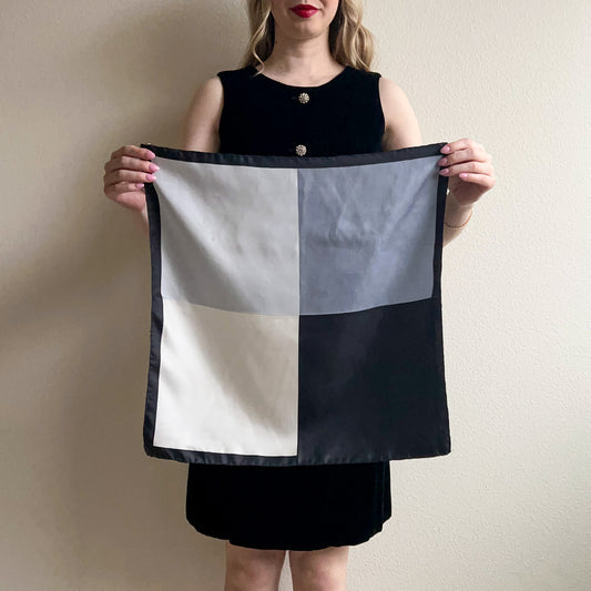 1990s Black and Gray Quad Silk Scarf