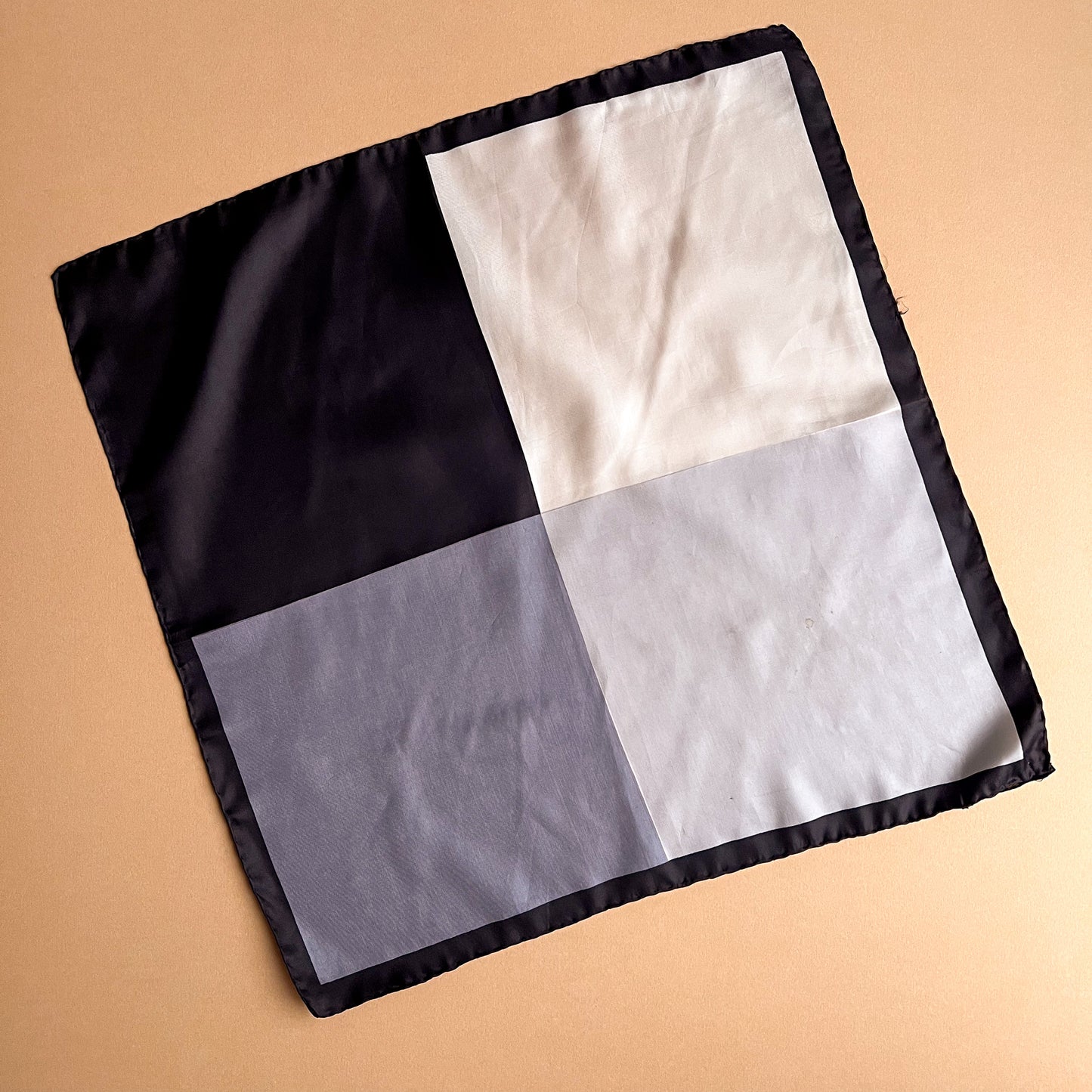 1990s Black and Gray Quad Silk Scarf