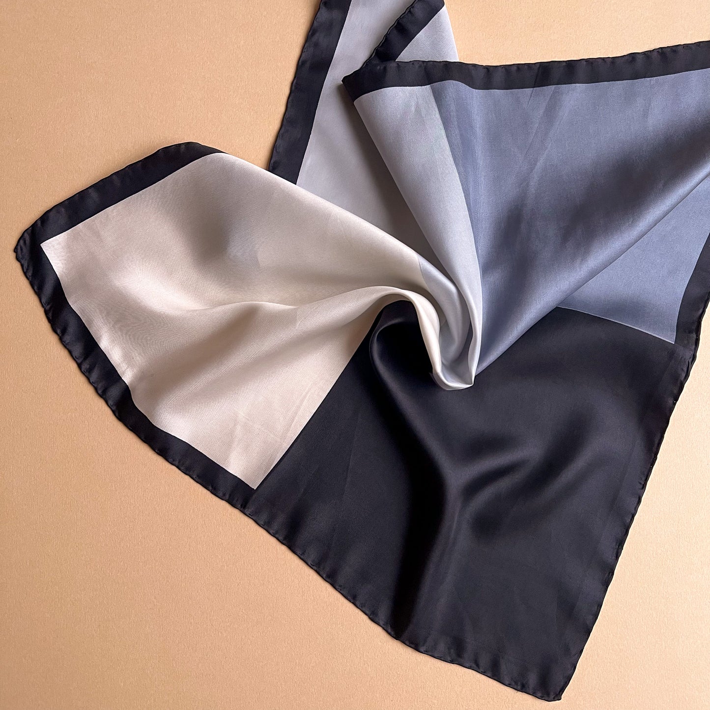 1990s Black and Gray Quad Silk Scarf