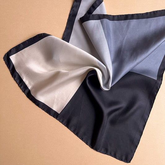 1990s Black and Gray Quad Silk Scarf