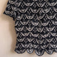 1990s Black Scalloped Blouse With Silver Embroidery (S)