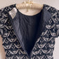 1990s Black Scalloped Blouse With Silver Embroidery (S)