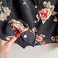 1990s Black Sheer Button Down With Red Florals (M/L)