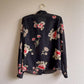 1990s Black Sheer Button Down With Red Florals (M/L)