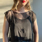 Sheer 1990s Black Chiffon Overlay With Beading (M)