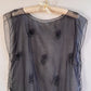 Sheer 1990s Black Chiffon Overlay With Beading (M)