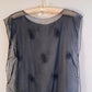 Sheer 1990s Black Chiffon Overlay With Beading (M)