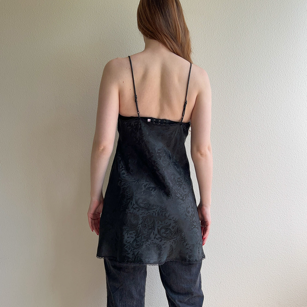 1990s Black Slip With Lace Details (L)