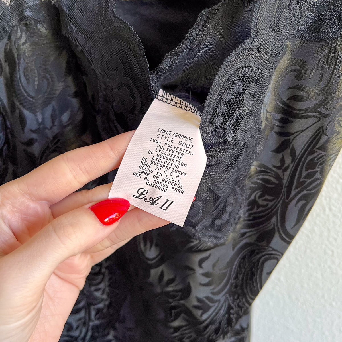 1990s Black Slip With Lace Details (L)