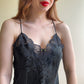 1990s Black Slip With Lace Details (L)