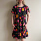 1990s Black Dress With Vibrant Tulip Print (L/XL)