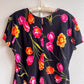 1990s Black Dress With Vibrant Tulip Print (L/XL)