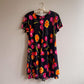 1990s Black Dress With Vibrant Tulip Print (L/XL)