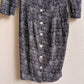1990s Black and White Floral Buttoned Sheath Dress (M)