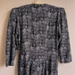 1990s Black and White Floral Buttoned Sheath Dress (M)