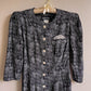 1990s Black and White Floral Buttoned Sheath Dress (M)