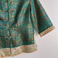 1990s Blue Damask Pattern Jacket With Gold Embroidery (S/M)