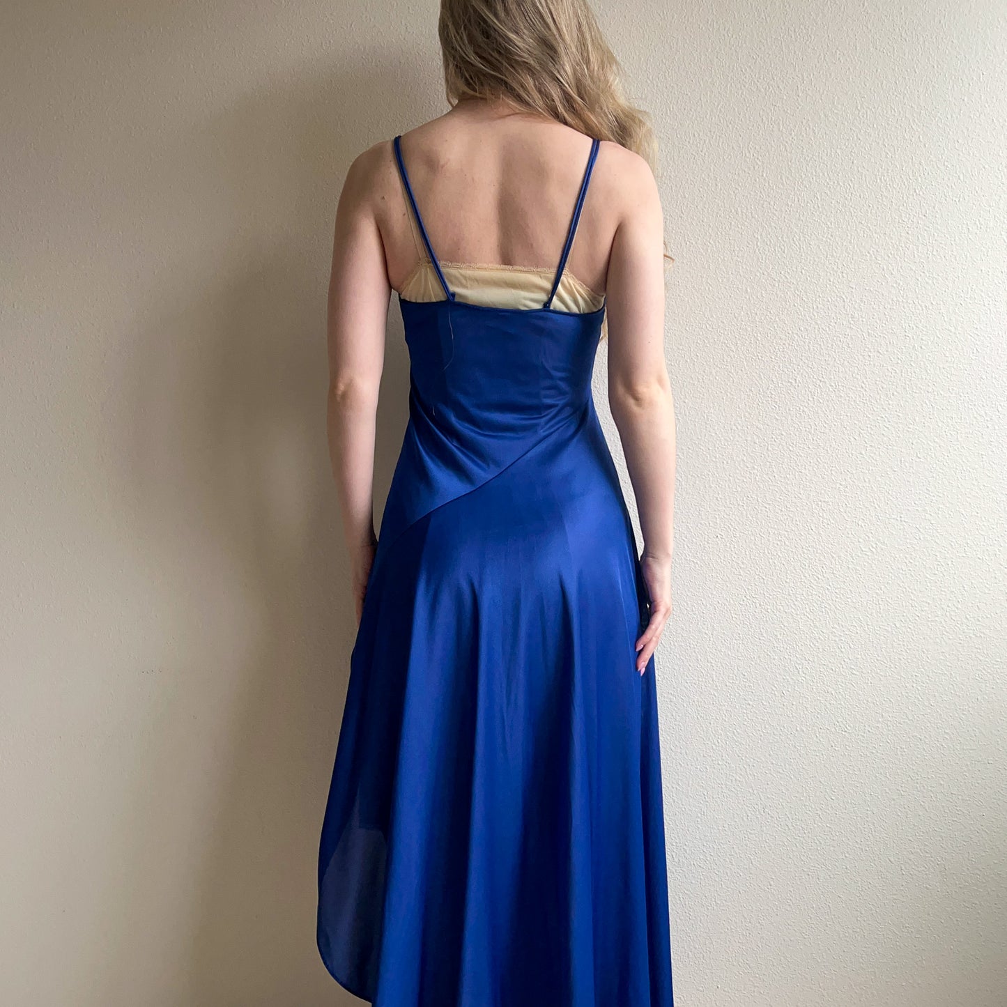 1990s Midnight Blue Nightgown With Slit (S/M)