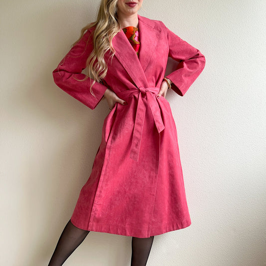 Fabulous 1990s Bright Pink Suede Coat (M/L)