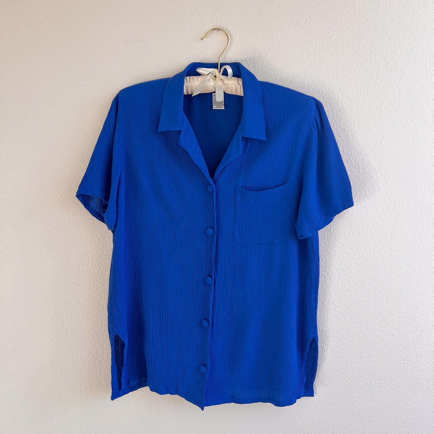 1990s Cobalt Blue Textured Button Down (S/M)
