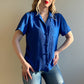 1990s Cobalt Blue Textured Button Down (S/M)