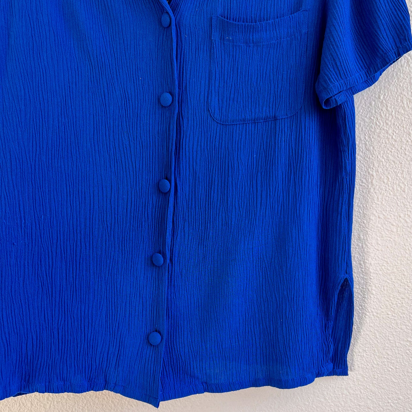 1990s Cobalt Blue Textured Button Down (S/M)