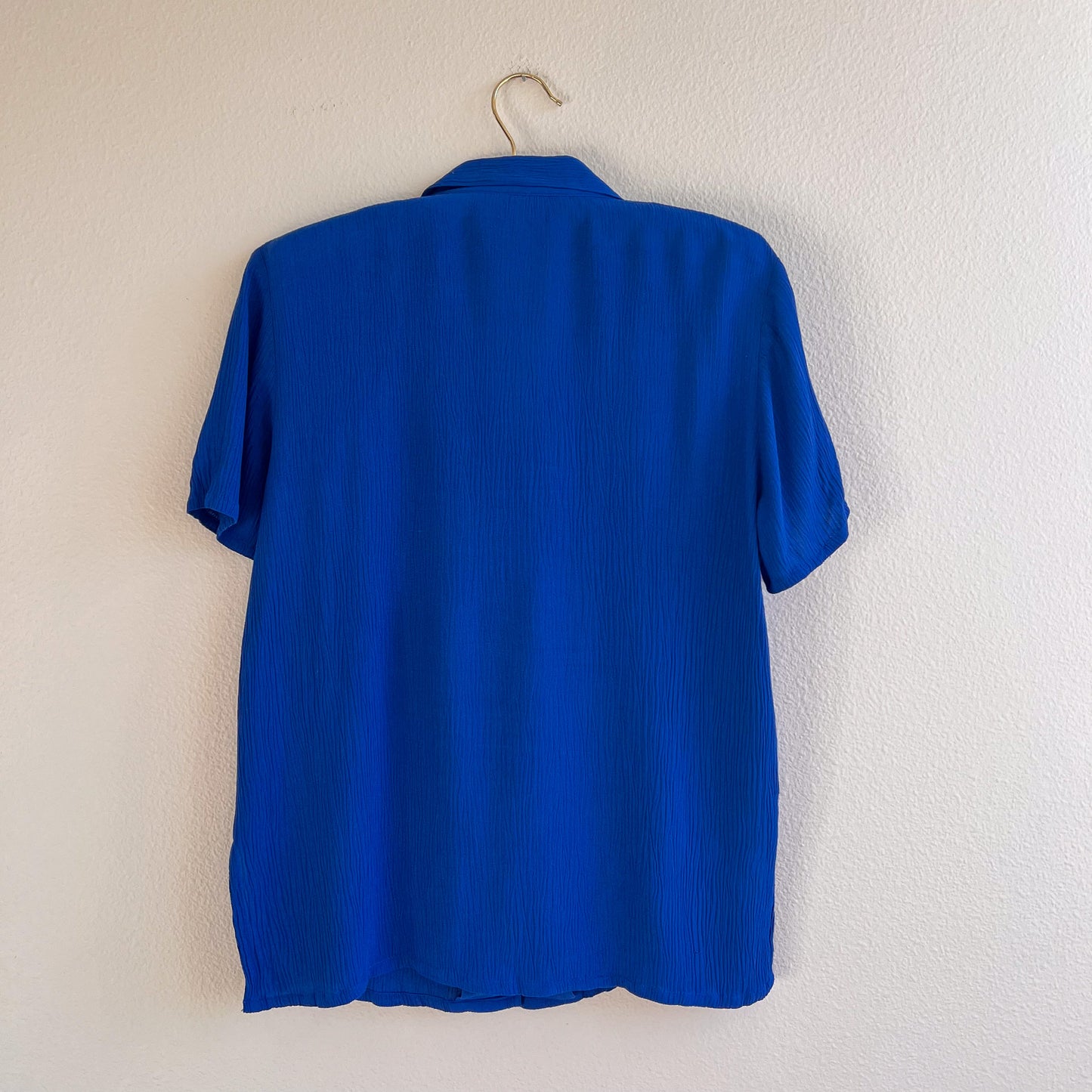1990s Cobalt Blue Textured Button Down (S/M)