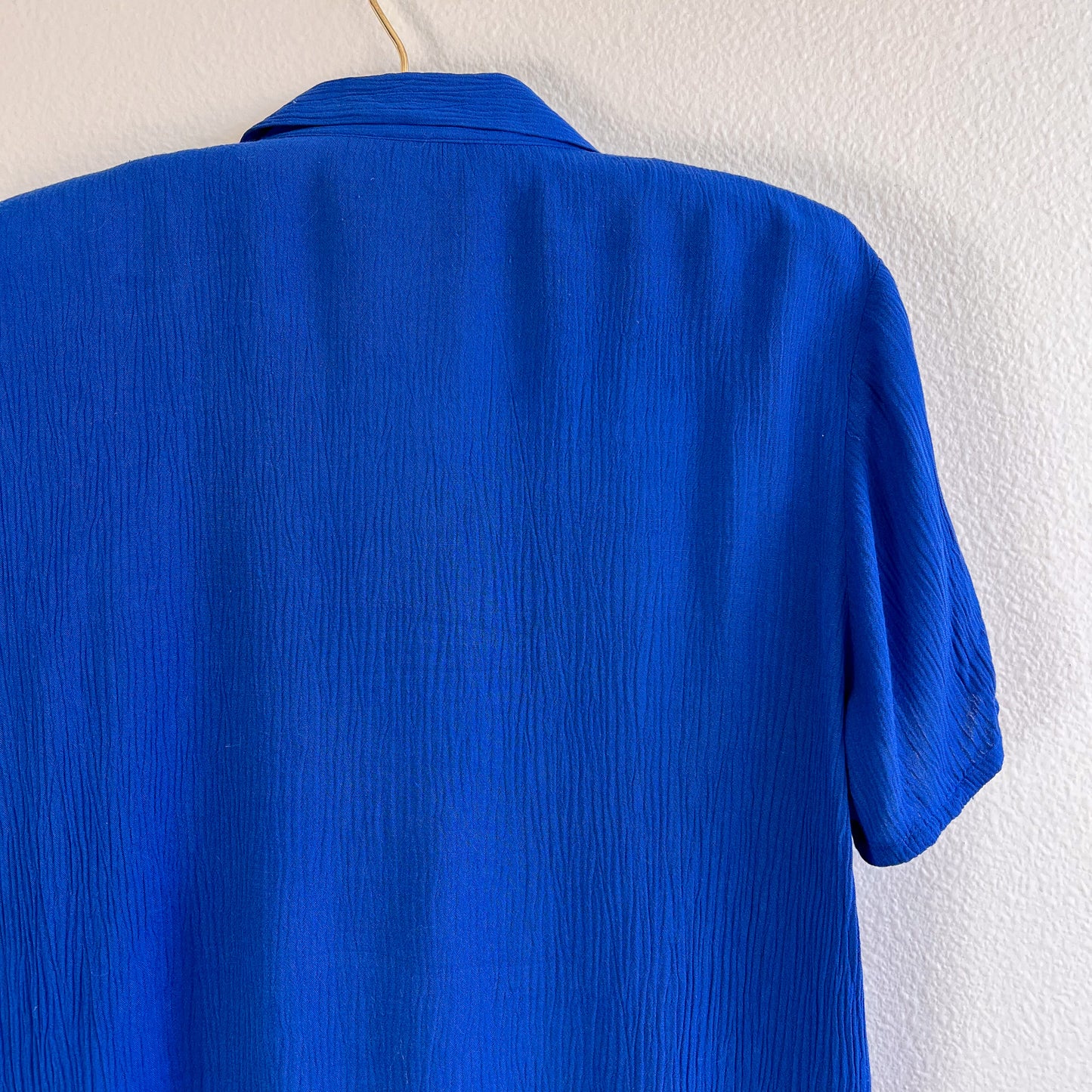 1990s Cobalt Blue Textured Button Down (S/M)