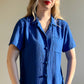 1990s Cobalt Blue Textured Button Down (S/M)