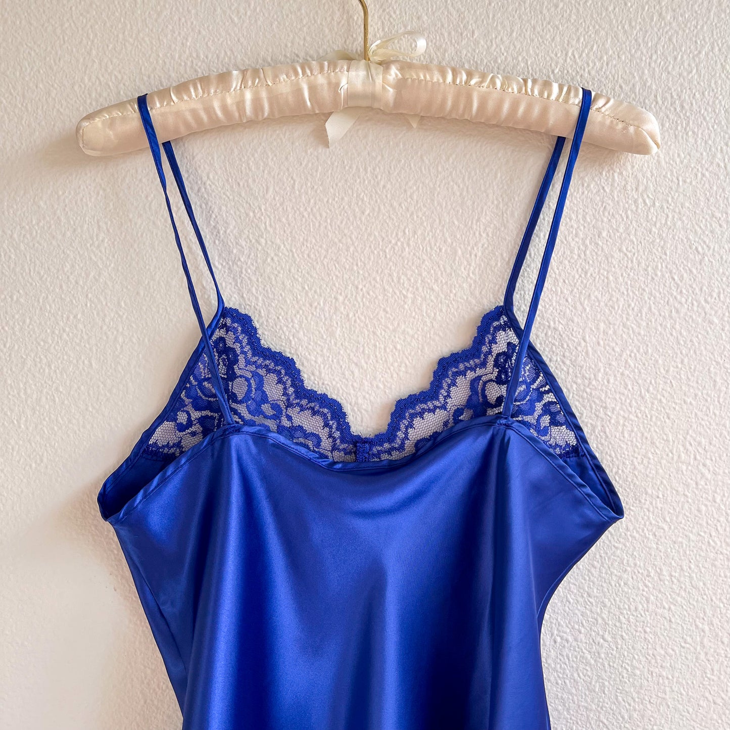 1990s Cobalt Blue Slip With Lace (M/L)