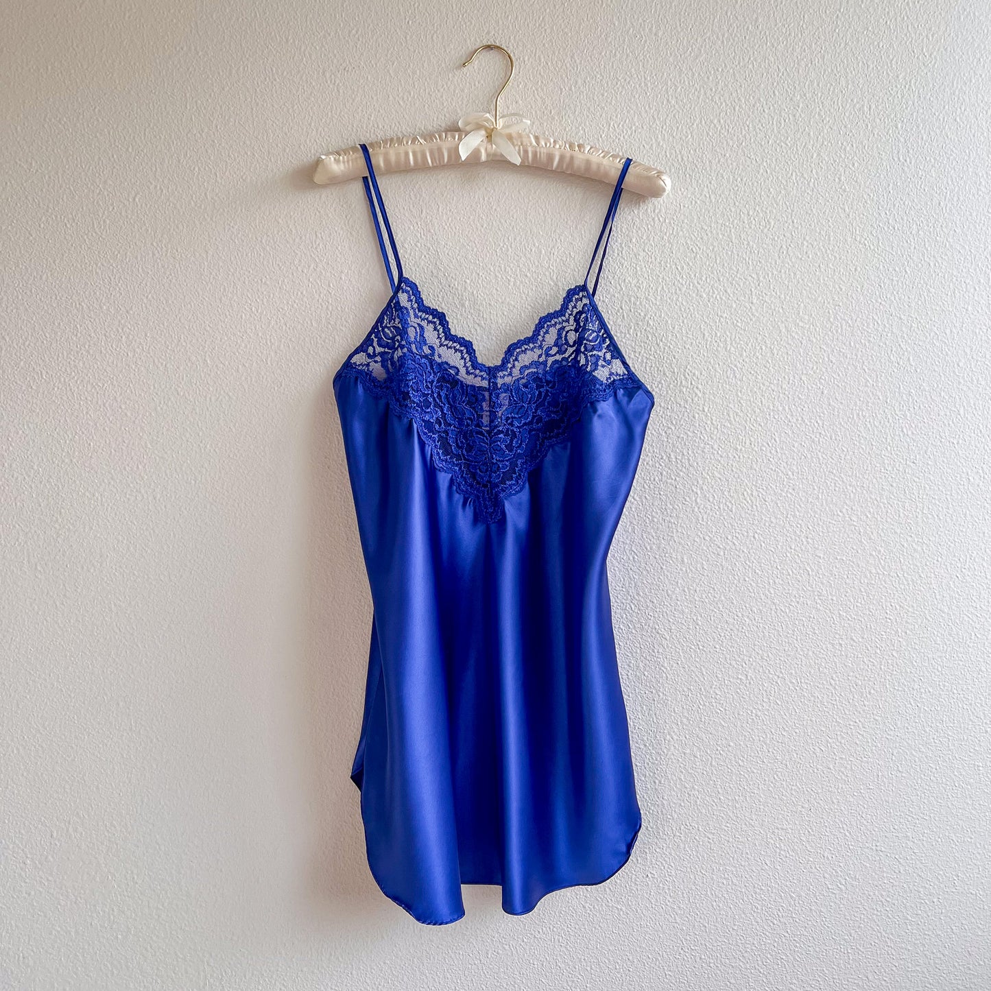 1990s Cobalt Blue Slip With Lace (M/L)