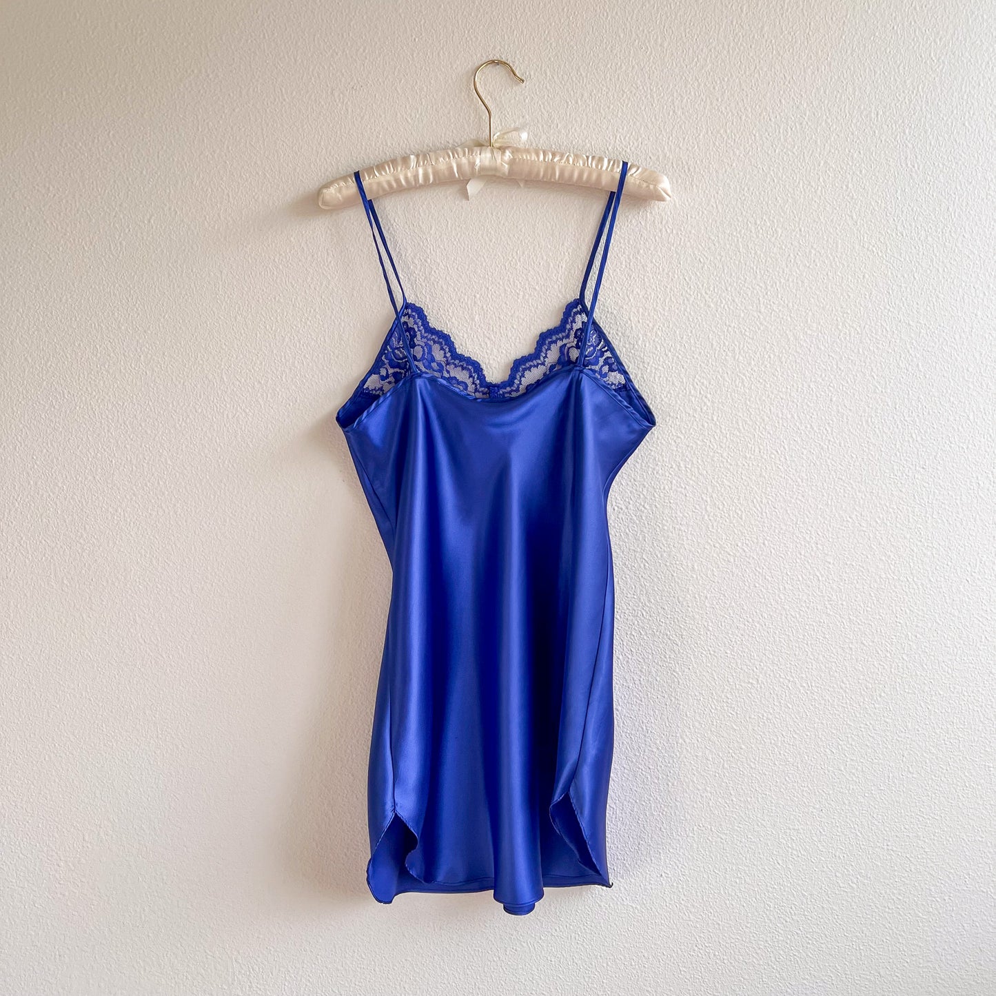 1990s Cobalt Blue Slip With Lace (M/L)