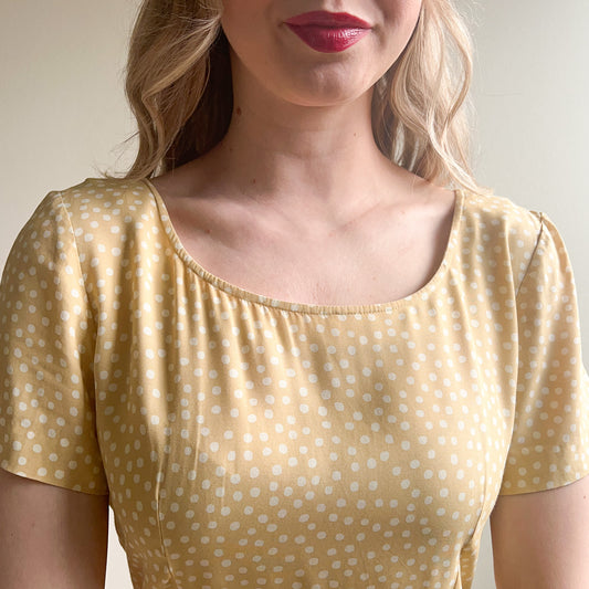 1990s Maggy London Cream Buttoned Midi Dress (M/L)