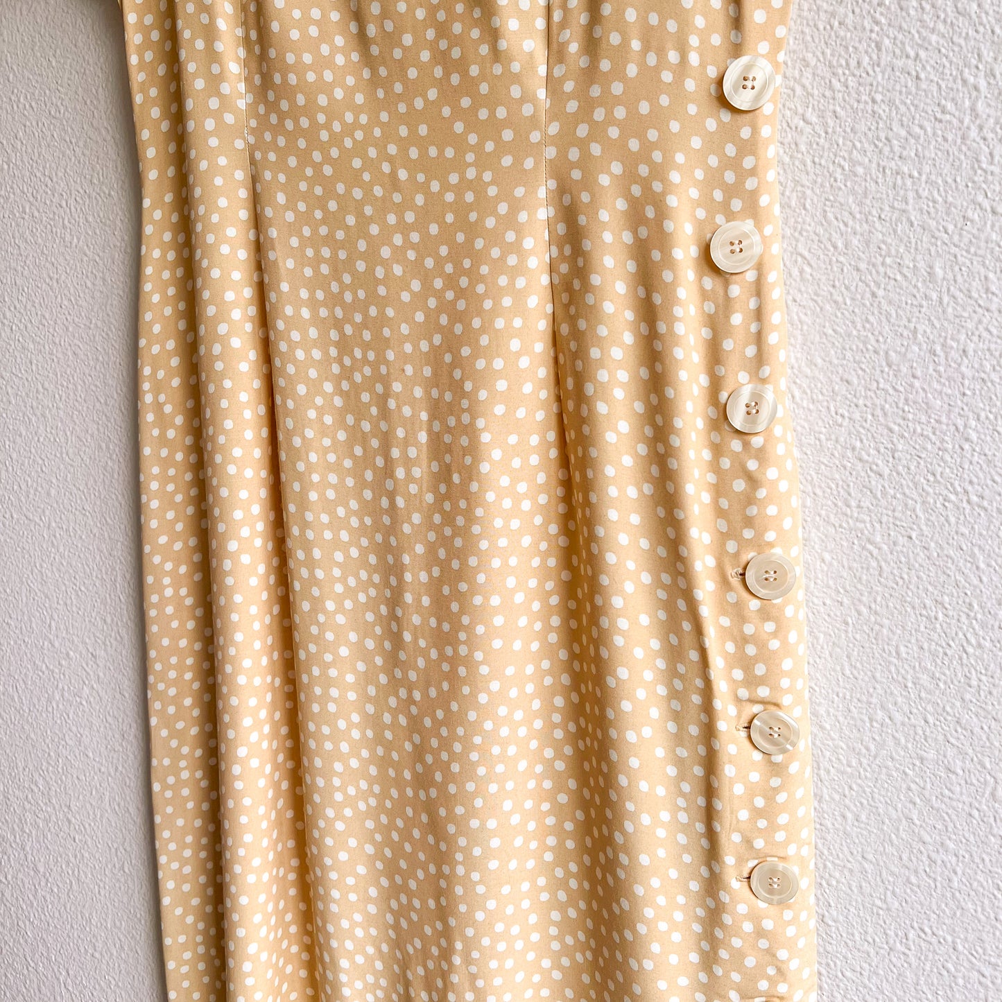 1990s Maggy London Cream Buttoned Midi Dress (M/L)