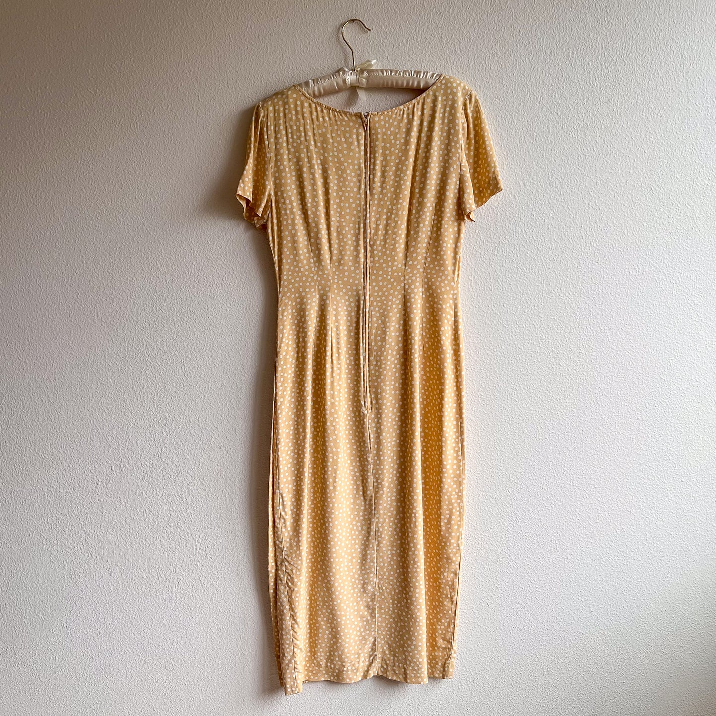 1990s Maggy London Cream Buttoned Midi Dress (M/L)