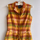 1990s-Does-1950s Autumnal Plaid Buttoned Dress (XS/S)