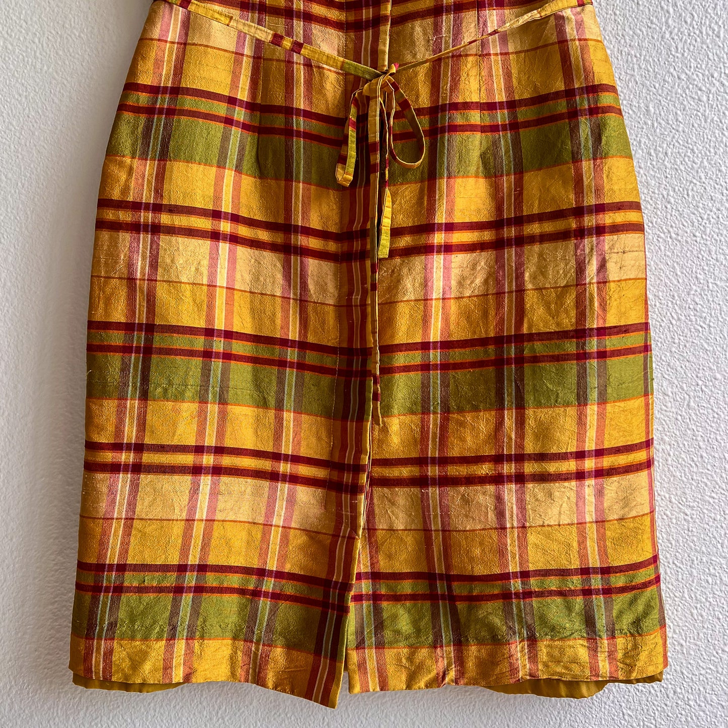 1990s-Does-1950s Autumnal Plaid Buttoned Dress (XS/S)