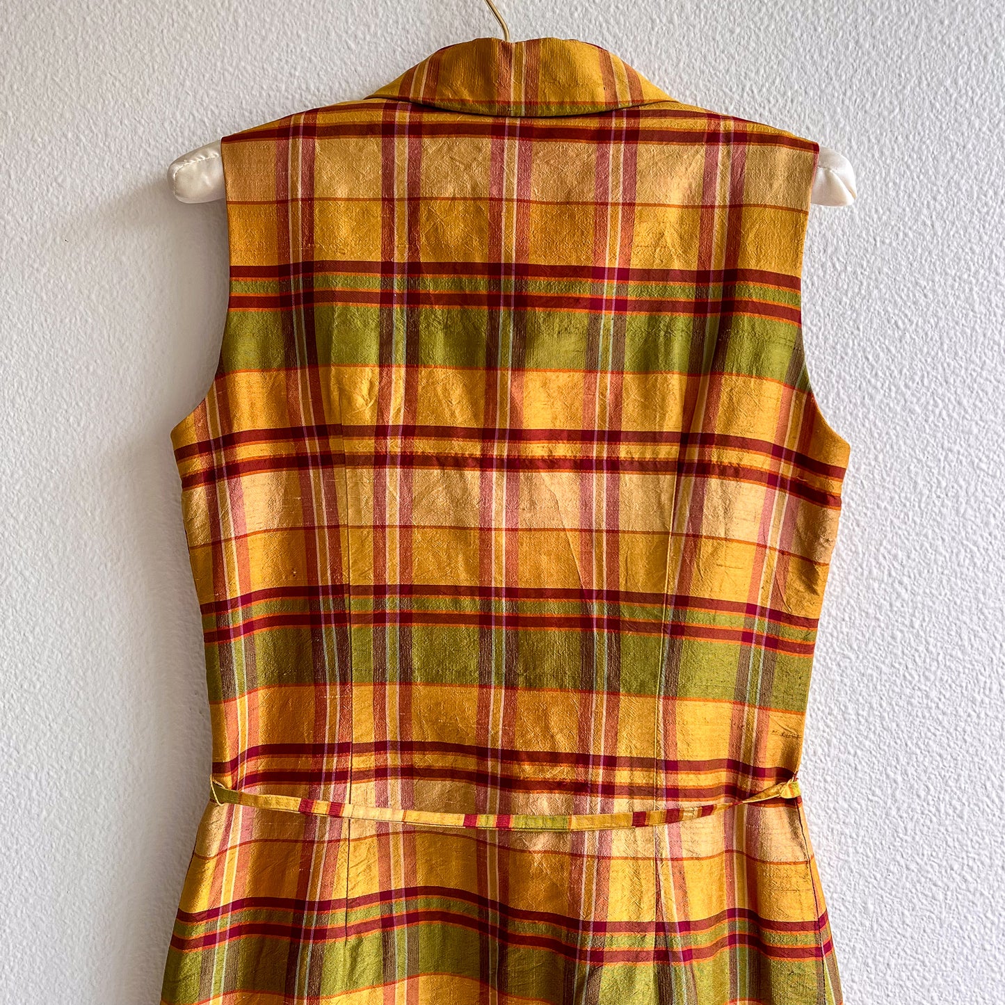 1990s-Does-1950s Autumnal Plaid Buttoned Dress (XS/S)