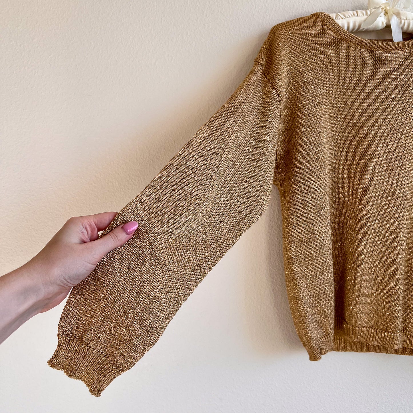 1990s Metallic Gold Long Sleeve Sweater (S/M)